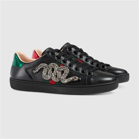 gucci women's new ace embroidered sneakers - size 9 neutral|Gucci snake sneakers women's.